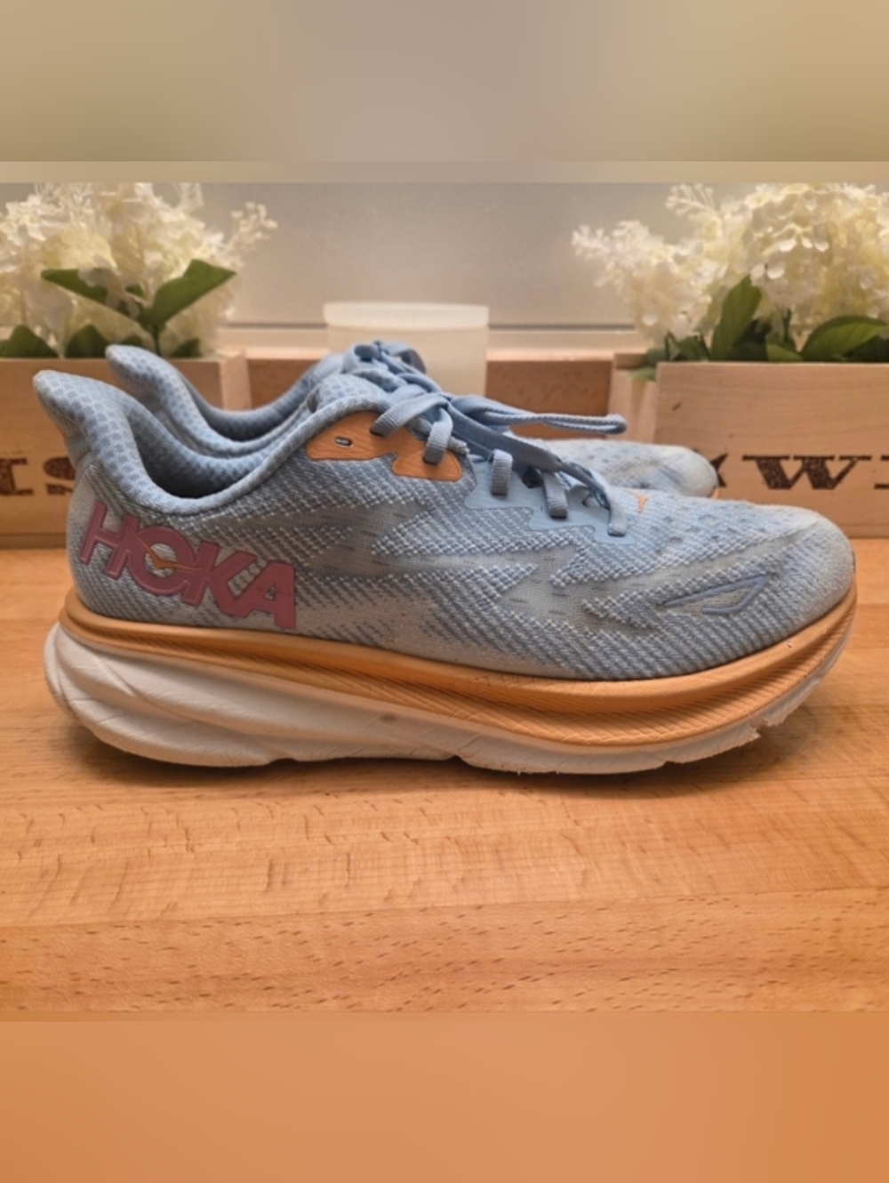HOKA Women's Clifton 9 Running Shoes "Airy Blue/Ice Water" Womens Size 9.5 Wide